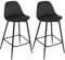Klihome Barhocker 2er Set, Barstühle Samt, Küchenhocker mit Rückenlehne, hoher Hocker mit Fußstütze, gepolstert, mit Metallbeinen, für Bar Küche Esszimmer Theke, Schwarz, K0004BH-2