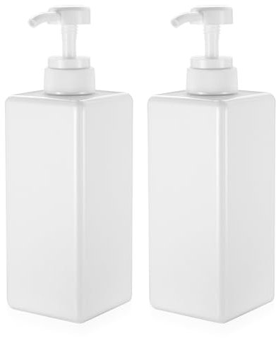 2 Stück 650 ml Seifenspender Flaschen, Shampoo Conditioner Duschgel Spender, Kunststoff Spülmittelspender Pumpspender Dusche, Spenderflasche für Lotion und Duschgel Flasche Küche Badezimmer, Weiß