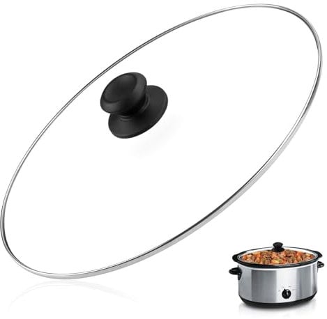 Large 8 Quart Oval Slow Cooker Lid Fits SCV800 Programmable Slow Cooker Glass Lids and Compatible with Hamilton Beach Oval Glass Lid Covered