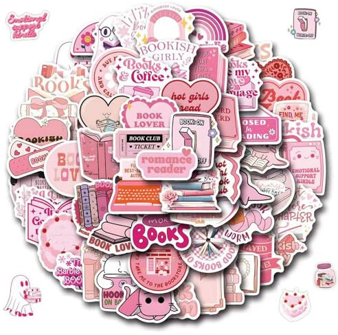 122 PCS Pink Kindle Stickers, Bookish Stickers for Kindle,Waterproof Cute Book Stickers for Book Lover