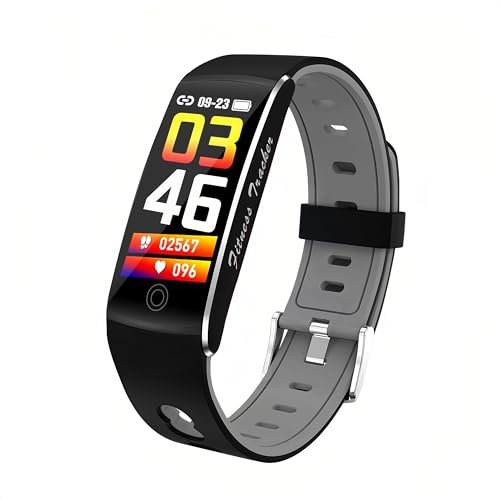 Lancoon Smart Band Armband, Sport-Modus Übung Schrittzähler Single-Tap-Touch-Screen Herzfrequenz-Sauerstoff-Überwachung Körpertemperatur Schlaf-Tracking (grau)