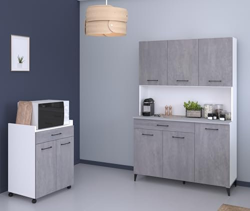 Parisot Küchenbuffet-Set Malice 2 Weiß/Beton Optik hell