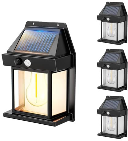 Lumisky 4 Stück Solar-Wandleuchten, LED, Warmweiß, 4 x Sunflare Leuchtmittel, Höhe 17 cm