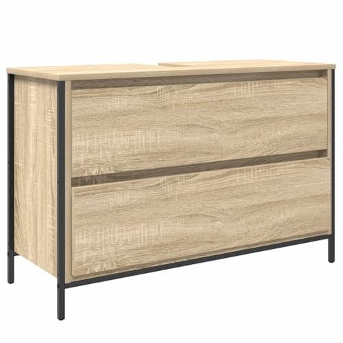 Mueble de Baño vidaXL Roble Sonoma 90x34,5x60 cm con Lavabo y Cajón, Mueble de Almacenaje para Baño
