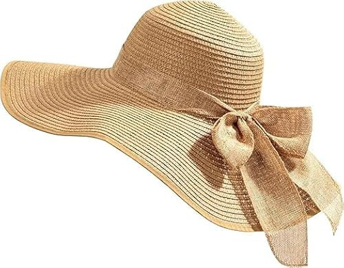 Jesustree Chapeau de Paille Femme Large Bord Casquettes d'été de Plage Pliable UV Protection Capelines de Soleil pour Loisirs Voyage