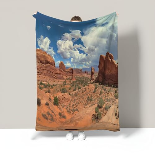 Wüste Gobi Decke Werfen 130X150Cm- Naturlandschaft Bedruckte Weiche Plüsch Decke Für Bett Couch Sofa Büro Camping Stuhl Wohnzimmer, Fleece Flanelldecke Für Kinder Mädchen