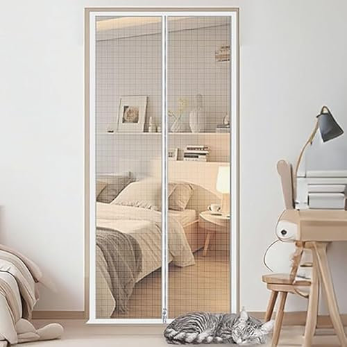 tylxayoxa Porta for Gatti, Zanzariera AntiGraffio for Gatti, Cerniere Bifacciali for Impedire Ai Cuccioli di Scappare da Casa(90x210cm)