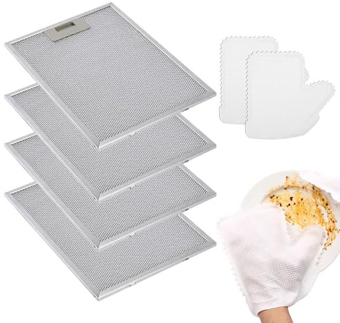 XdealCozyxc 4 Pcs Cooker Hood Filter, 5 Layer Aluminium Universal Extractor Fan Filters for Kitchen Hood (320 x 260mm)
