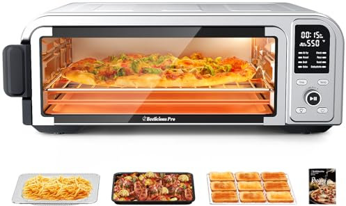 Beelicous Pizza Oven, Pizza Oven, 33 cm Pizza Oven, Heats up to 600°F, 8-in-1 Toaster with Light, Compact Design Smart Digital Oven Combo, 40+ Recipes, Flavor-Lock Technology