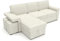 Dako Everly Reversible Corner Sofa Bed – 3-Seater with Pull-Out Sleeping Function, Storage, Hidden Pouffes & Armrest Shelf (Cream)