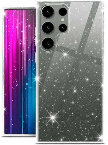 moex Sparky Case für Samsung Galaxy S24 Ultra Hülle mit Glitzer Effekt aus Silikon, durchsichtige Handyhülle dünn und weich, Schutzhülle transparent glitzernd Design Cover, Klar