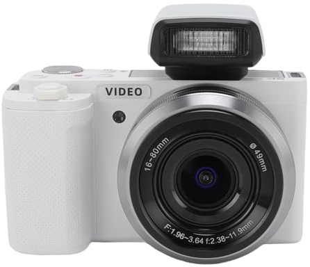 5K Touch Screen Camera, 64MP Vlogging Camera 18X Zoom, Hybrid Focus for Photography, White Balance Control, WiFi Control, 3.2 Inch Display, 2 Batteries (White)