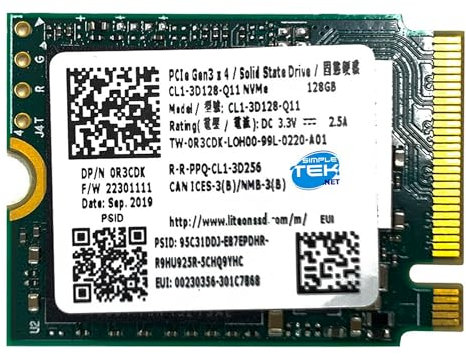 SIMPLETEK - Internal SSD M.2 2230 128GB PCIe NVMe Gen3x4 with 3D TLC memory, compatible with laptops and mini PCs (Refurbished)