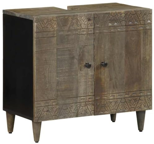 Iiaky 4017811 Mobile Lavabo da Bagno 62x33x58cm in Legno Massello di Mango Mobile Sottolavabo per Bagno,Mobiletto da Bagno per Lavabi