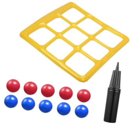 Jiuvaso 1 Set Gioco da Piscina Tris Gonfiabile Oversize, 145x138cm, Tavola Galleggiante Gialla con 10 Palline e Pompa Manuale, Gioco interattivo per Famiglia da Esterno e Interno, Realizzato in PVC