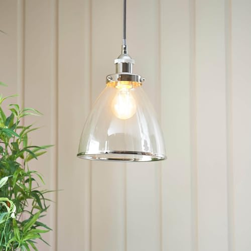 Pagazzi Brunswick Satin Nickel and Clear Glass Easy-Fit Pendant Shade