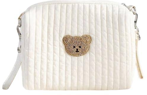 Wickeltasche für Unterwegs, 25x17 x10CM, Mini Diaper Bag für Windeln | Kleine Abwaschbar, Tücher und Spielzeug, Windeltasche Reißverschluss mit Bestickt, Bär, Bedruckt, Tasche für Die Reise (B)