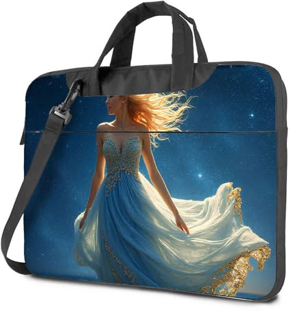 CBRT Sac à dos d'ordinateur pour homme Une femme dans une robe bleue fluide avec des accents dorés Stand Sac pour ordinateur portable 15,6 pouces Étui pour ordinateur portable 15,6 pouces, couleur