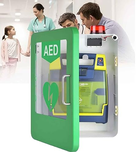 Armadietto for defibrillatore semiautomatico esterno (DAE), contenitore a parete con allarme, luce di emergenza, design angoli arrotondati for casa e ufficio