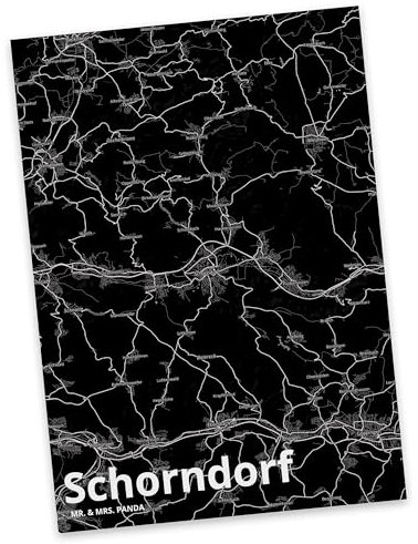 Mr. & Mrs. Panda Postkarte Schorndorf - Geschenk, Stadt, Ort, Stadt Dorf Karte Landkarte Map Stadtplan, Grußkarte, Ansichtskarten, Ansichtskarte,