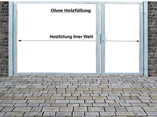 Einfahrtstor Qas Tor Holztor Gartentor Hoftor Verzinkt mit Pfosten Ohne Holzfüllung 2-flügelig 500cm x 180cm