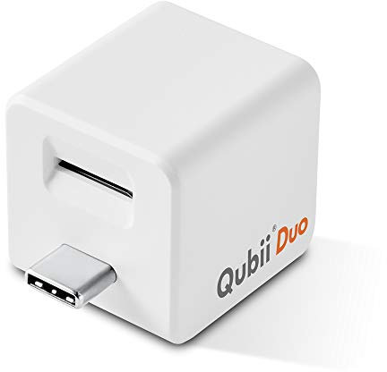 MAKTAR Qubii Duo USB-C Flash-Laufwerk, Automatische Backup während des Ladevorgangs, MFi Zertifiziert Foto-Stick Kompatibel mit iPhone/iPad/Android (ohne MicroSD Karte, Weiß)