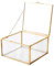 Utopz Goldene Schmuck-Box, Quadratisch, Vintage-Glas-Organizer, Dekorative Box für Heimdekoration, Messing und Klares Glas, 12,7 x 12,7 x 7,6 cm