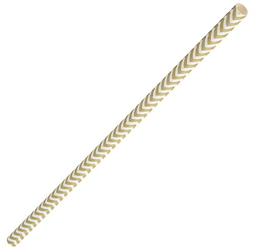 Utopia Chevron Paper Straws Matt Gold 8inch - x 6000 - Eco-Friendly Paper Straws, Paper Drinking Straws