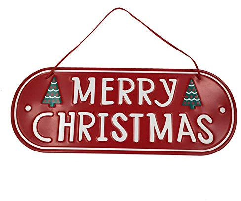 Cartel Colgante de Navidad Hierro Feliz Navidad Tablero MERRY CHRISTMAS Letrero de Puerta para Decoración de Fiesta de Navidad 30 * 24cm