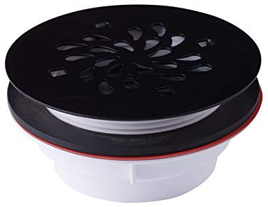 Uni-Green Runder Duschbodenablauf, 10,2 cm, 5,1 cm Rohr, keine Dichtung, PVC, Kompressions-Duschablauf, 304 Edelstahl mit wasserdichtem Gummi, mattschwarzes Sieb für Badezimmer, für Duschbasis