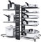 Astoryou Pot Rack Organizer, 8 Tiers Pan Rack Holder Stand Detachable Pot Lid Rack Length Adjustable Shelf Cookware Holders Cabinet Pantry With 3 DIY Methods for Kitchen Counter and Cabinet,Black