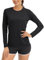 TACVASEN Mujeres Tops de Corriendo Manga Larga Tops con UV Verano Camisetas Protección Solar UPF Camisetas de Caminar Top de Trabajo Al Aire Libre Peso Ligero Base Layer Negro