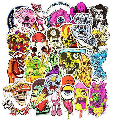 50pcs Horror Stickers Pack Halloween Zombies Stickers for Children Laptop Kids Cars Motorcycle Bicycle Skateboard Suitcase Luggage