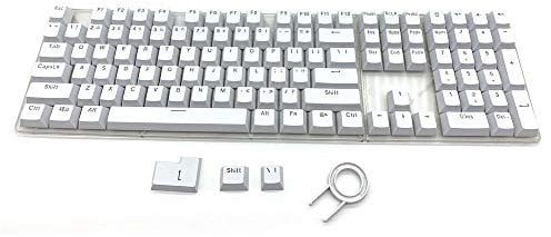 104 Teclas Teclas compatibles con interruptores MX Doubleshot Support iluminación LED ABS Teclas Teclas Perfil OEM para Bricolaje Gaming Teclado mecánico (Blanco)