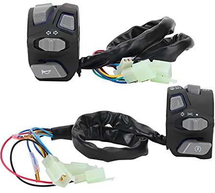 Commutateur de Lumière de Klaxon, 22mm Bouton de Commande de Commutateur de Guidon de Moto étanche Universel pour Clignotant Moto ATV Moto(bleu)