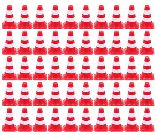 50 Stück Mini Verkehrskegel Kinder Spielzeug - Verkehrshütchen Für Verkehrserziehung, Puppenhaus Dekoration, Märchengarten Zubehör, Tragbar Und Langlebig, 0,98 X 0,39 X 0,39 Zoll
