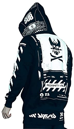 Niepce Inc Graphic Cyberpunk Zip Up Herren Fashion Hoodies Sweatshirts, schwarz, XXX-Large