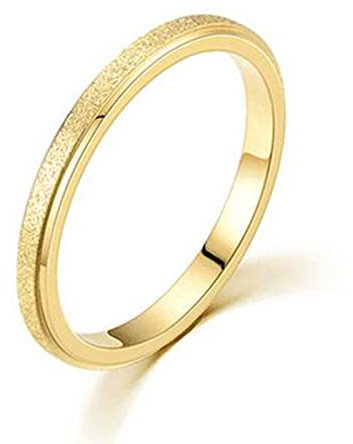 Gualiy Verlobungsring Gold, Eheringe aus Chirurgenstahl 316L mit 2MM Gold Matt Oberfläche Ring für Herren und Damen Gold, Größe 70 (22.3)