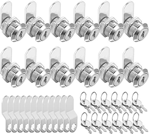 Schrankschlösser gleichschließend, 1.6 cm Zylinder, passt auf 0.9 cm dicke Platten, sichere Briefkasten-Akten-Schublade, Wohnmobil-Ersatzschloss, verchromte Zinklegierung (5/8 Zoll, 12 Stück)
