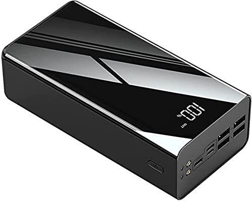 HHORB Power Bank 40000-80000Mah Cargador USB Portátil 4 Salidas Pantalla LED De 3 Entradas, Cable De Batería Externa para Todos Los Teléfonos Móviles, Carga Rápida,Negro,80000mAh