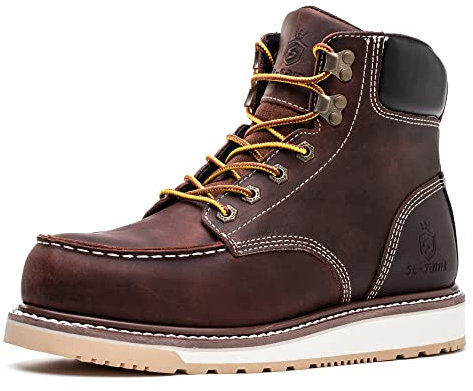 SL-Saint Impermeabile Acciaio/Morbido Moc Toe Classic Moda Stivali da Lavoro per Uomini, Costruzione Industriale Isolato Scarpe di Sicurezza…