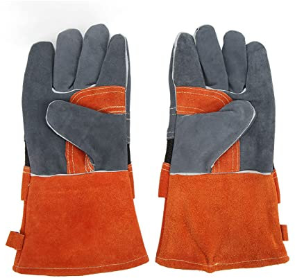Pwshymi Schutzhandschuhe, feuerfeste, hitzebeständige Handschuhe zum Kochen für Grill (orange)