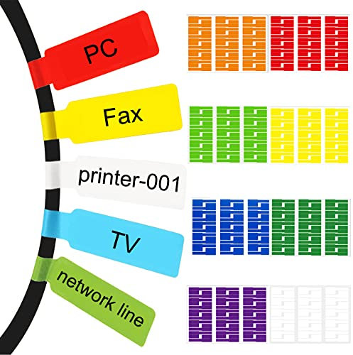 240 Pcs 8 Colours Cable Labels Tear Resistant Self-Adhesive Cable Identification Tags Waterproof Wire Cord Label Cable Stickers for Marking & Organizing Cables in Office Home School