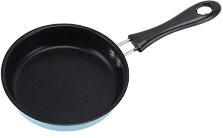 Mini Poêle À Frire, Acier Inoxydable Empêcher le Bâton Induction Pot Rond Petit Déjeuner Poêle À Oeufs À Frire Avec Longue Poignée 12cm, Pour Cuisinière À Gaz Plaque À Induction(Bleu)