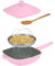 MogaMax Sauteuse en céramique antiadhésive avec cuiseur vapeur, poêle tout-en-un, PFOA, PFOS, sans plomb et cadmium, passe au lave-vaisselle, 27,9 cm, rose, poignée qui reste froide, poêle de chef