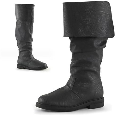 Long Western Knee Boots Medievale PU Cuoio Cavaliere Stivali Rinascimentale Medievale Cosplay Stivali,Nero,41