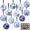 Cindeer Porzellan-Kugeln, 6,1 cm, Blau und Weiß, Porzellan, Chinoiserie, Ornament, Großpackung, Porzellan, hängende dekorative Keramikdekoration für Zuhause, Baum, Weihnachten, Party, 12 Stück