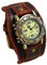 Silverora Herrenuhr Leder Herren Uhr: Steampunk Analog Quarz Armbanduhr Gotik Verstellbar Echt Lederarmband Uhren mit breite Manschetten Halloween Zubehör Geschenke für Männer Jungen Dunkelbraun