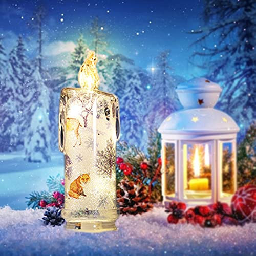 Christbaumkerzen Kabellos, Flammenlose Weihnachtskerzen mit Akku, Weihnachtsdeko Led Kerzen, Licht Nacht Schneemann Weihnachtsmann Dekoration Kerze Elektronisches Licht (C, One Size)