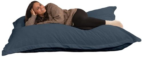 bananair - Sitzsack XXL aus Cordstoff für Kinder und Erwachsene, Weich und Bequem, Maschinenwaschbarer Bezug - Sitzsack mit Füllung, Giant Bean Bag, Puff, Bodensofa (180x140 cm, Nachtblau)